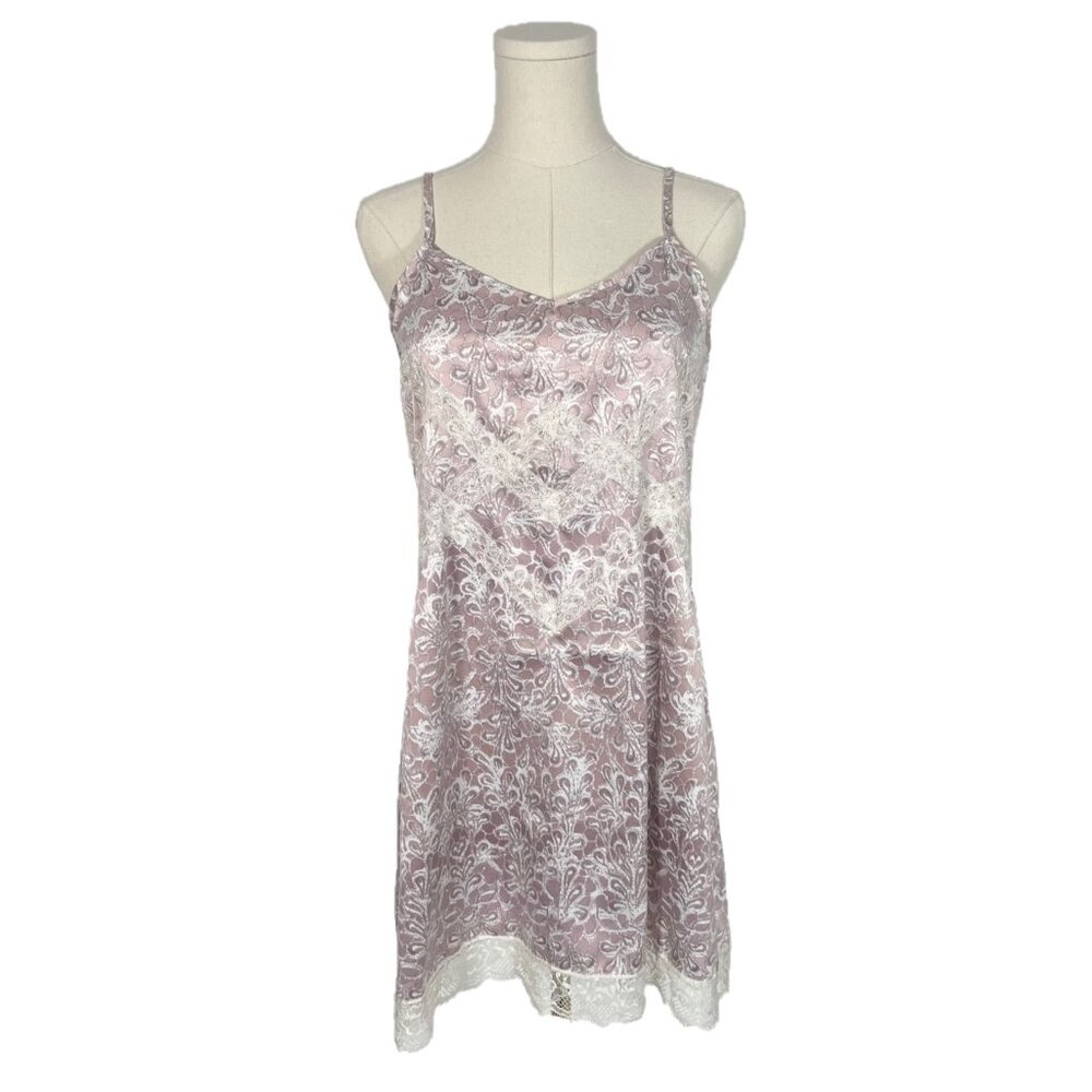 Anthropologie Eloise Purple Satin and Lace Paisley Chemise Size Small